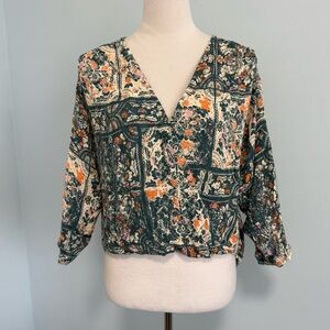 Maeve Long Sleeve Floral Print Top‎ Blouse Size S